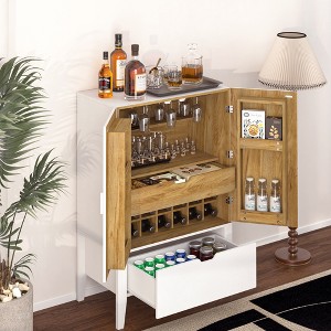 TiramisuBest Modern Wine Bar Cabinet,Liquor Storage Credenza,Sideboard with Wine Racks & Stemware Holder - 1 of 4