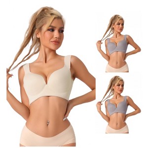 INSPIRE CHIC Women's Adjustable Strap Full Coverage Push Up Bras 3 Packs - 1 of 4