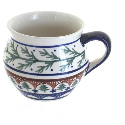 Blue Rose Polish Pottery Evergreen Medium Bell Shape Mug