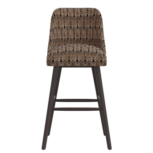 Skyline Furniture Sherrie Rounded Back Barstool in Pattern Scallop Skin Black