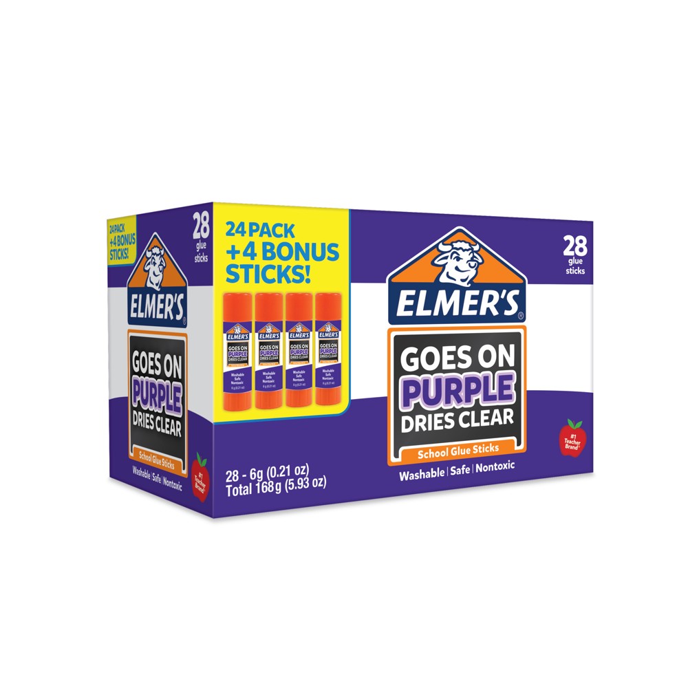 Elmer's 28ct 6g Glue Sticks Disappearing Purple