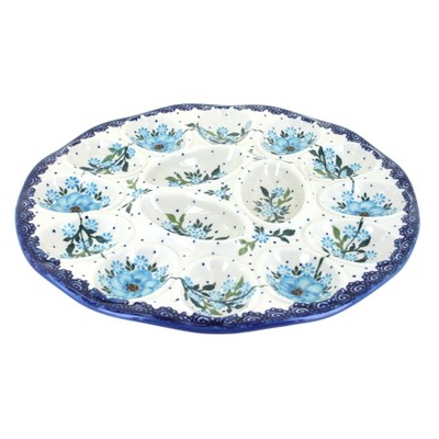 Blue Rose Polish Pottery Porcelain Vine Egg Plate : Target