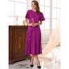 INSPIRE CHIC Women Ruffle Front Side Slit Crew Neck Short Sleeve Midi Cocktail Formal Dresses - 3 of 4