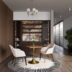 LeisureMod Verve 24" Sqaure Dining Table - Modern MDF Top with Brushed Gold Pedestal Base Accent Cafe Table for Kitchen, Home, and Cafes - 1 of 4