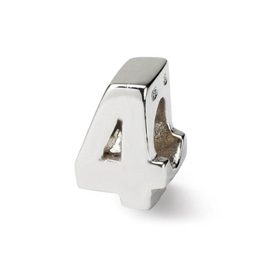 Black Bow Jewelry Sterling Silver Block Style, Number 4 Bead Charm