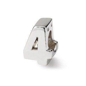 Black Bow Jewelry Sterling Silver Block Style, Number 4 Bead Charm - 1 of 3