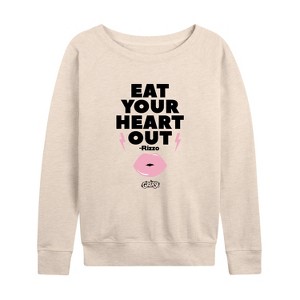 Women's - Grease - Eat Your Heart Out Lightweight French Terry Wide Neck Long Sleeve Shirt - 1 of 4