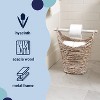 happimess Talia Classic Coastal Hand-Woven Water Hyacinth Toilet Paper Basket with Wood Bar - 3 of 4