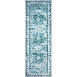 Machine Washable Area Rug - Lightweight Low Pile Chenille Carpet with Non-Slip Backing Boho Print Decorative Rug for Living Room Bedroom Dining Room - 1 of 4