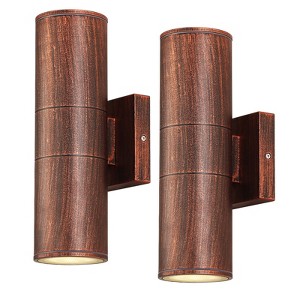 DAKAFUL Cylinder Outdoor Wall Light, Integrated LED Wall Sconce, 12W 2700K Aluminum Exterior Light for Porch/Patio/Door (2-PACK&Copper) - 1 of 4