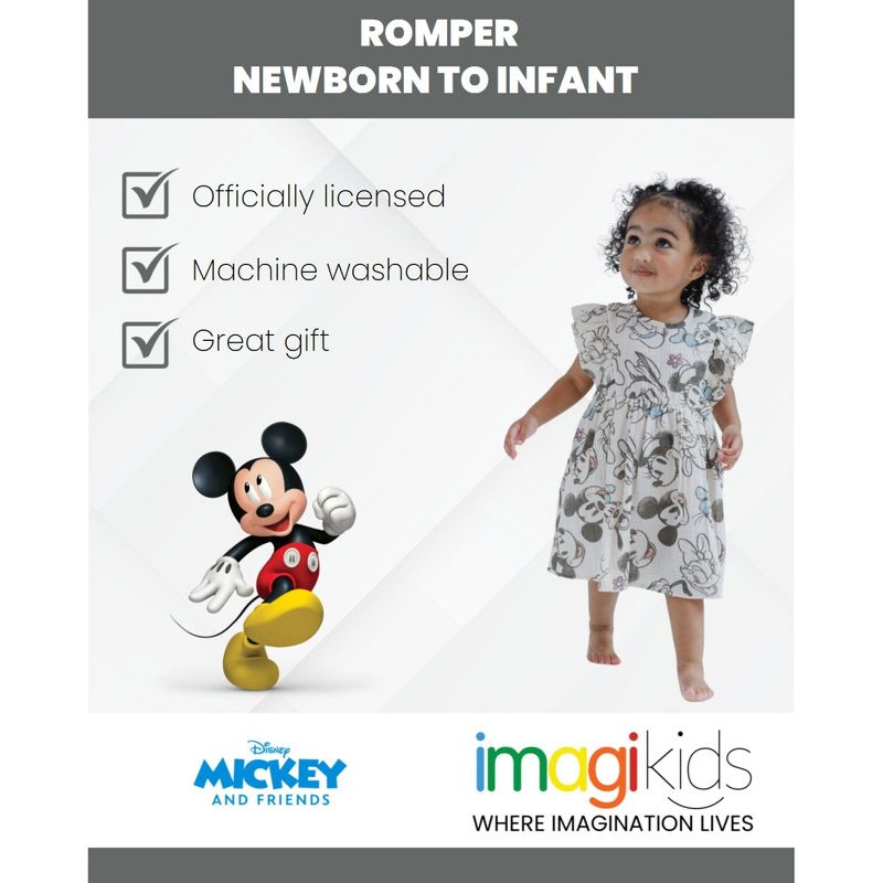 Disney Mickey Mouse Baby Girls Cotton Gauze Dress Newborn to Infant, 3 of 7