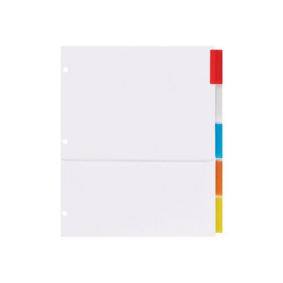 Staples Insertable Paper Dividers 5-Tab White with Multicolor Tabs 13496/11270