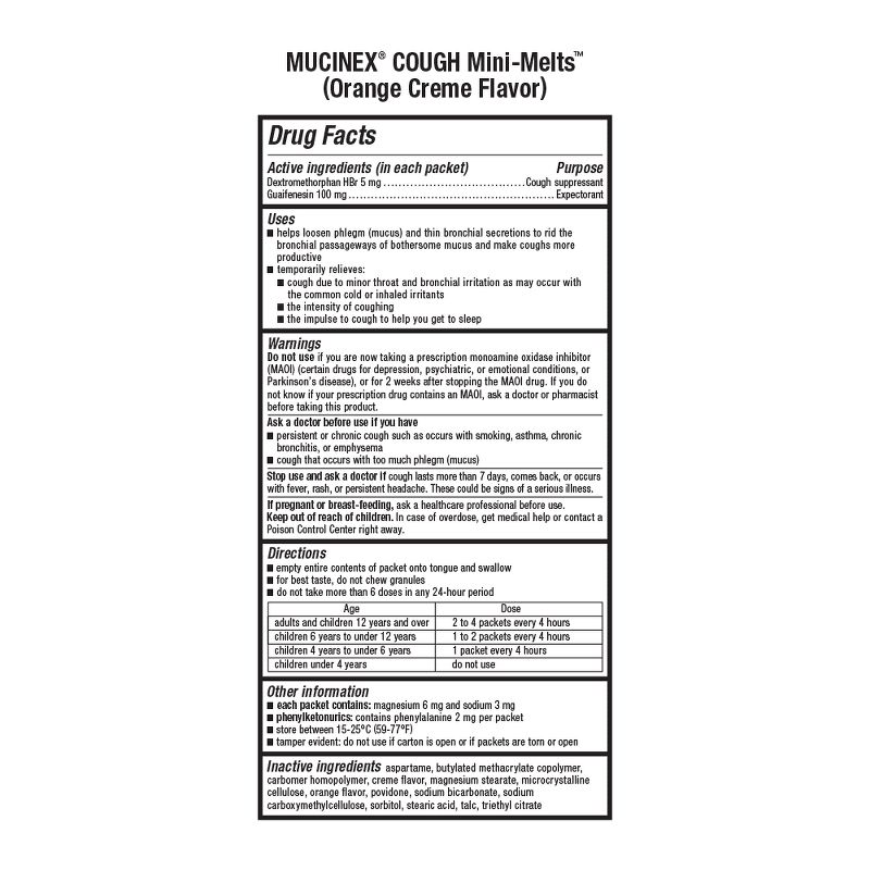 Mucinex Children&#39;s Cough &#38; Chest Congestion Medicine - Orange Creme Mini Melts - 12 ct, 3 of 10