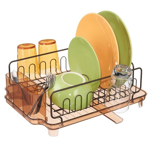 Mdesign Large Kitchen Dish Drying Rack With Swivel Spout, 3 Pieces -  Black/gray : Target