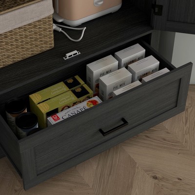 Black Tall Farmhouse Kitchen Pantry Cabinet with Adjustable Shelves