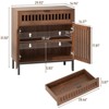 Coffee Bar Cabinet, Sideboard Buffet Cabinet with Drawer & Adjustable Shelf, Walnut - 2 of 4