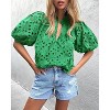 Women's Summer Tops 2025 Dressy Casual Short Sleeve V Neck Buttons Hollow Out Lace Embroidered Blouses Shirts - 3 of 4