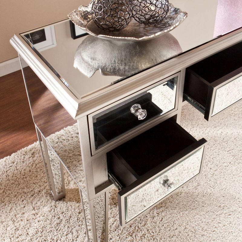 Tobias Mirrored Desk/Console Table - Silver - Aiden Lane, 4 of 7