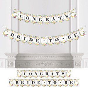Big Dot of Happiness Wildflowers Bride - Boho Floral Bridal Shower and Wedding Party Bunting Banner - Party Decorations - Congrats Bride-To-Be - 1 of 4