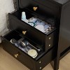 Black 3 Drawer Nightstand, Wood Night Stands Side Table With Extra-large Storage Space for Living Room, Bedroom - 3 of 4