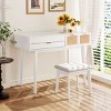 AZL1 Life Concept Dressers Multi Functional Vanity Set Hideaway Mirror Storage Drawers Padded Comfort Stool, White, 43.3"*19.7"*51.4" - 2 of 4
