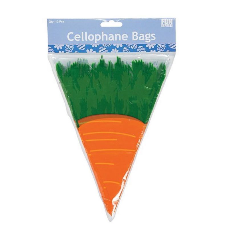 Fun Express Cellophane Carrot-Shaped Goody Bags, Party Favors 12pack., 2 of 4