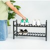 PJ Wood Stackable Wooden Shoe Rack Organizer for Closet Storage, Entryway Shelves, Tiered Cabinet for Shoes, 6 Pair Capacity, Black - 4 of 4