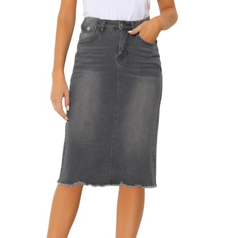 Long Denim Skirt for Women Casual A-Line Denim Maxi Skirt Stretch High  Waisted Jean Skirt with Pocket Blue Size 2 at  Women's Clothing store