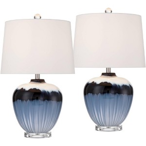 360 Lighting Hulda 26" High Blue Art Glass Table Lamp Set of 2 - 1 of 4