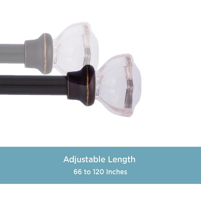 Bronze Adjustable Curtain Rod with Acrylic Finials