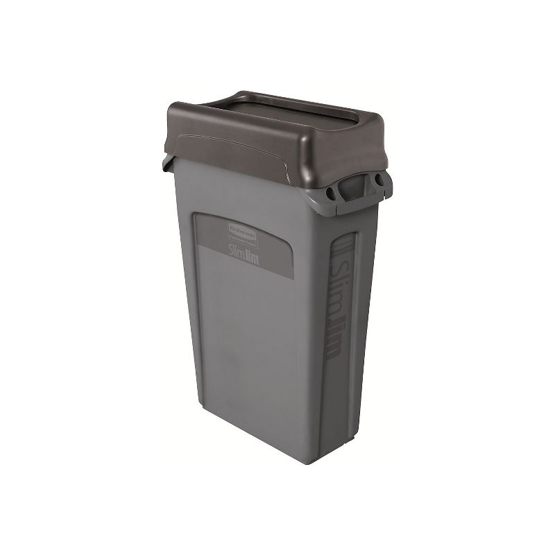Rubbermaid Commercial Swing Top Lid for Slim Jim Waste Containers 11 3/8 x 20 3/8 Plastic Black, 2 of 4