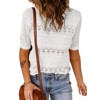 Women's Top Crochet Short Sleeve Knit Sweater Hollow Out T-Shirt Top - 2 of 4