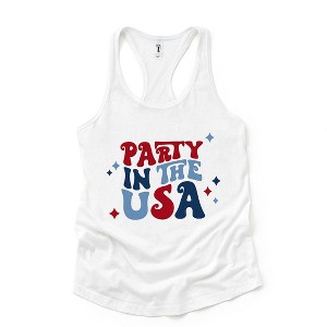 Simply Sage Market Women's Party In The USA Retro Face Racerback Tank - 1 of 4