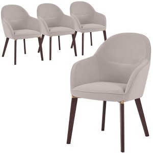 Elias Dining Chair Upholstered in Velvet and Powder Coated Legs Set of 4, Beige - 1 of 4