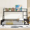 Floor Bed Frame with Safety Fence, Metal Floor Bed with Desk and Storage Shelves - 2 of 4