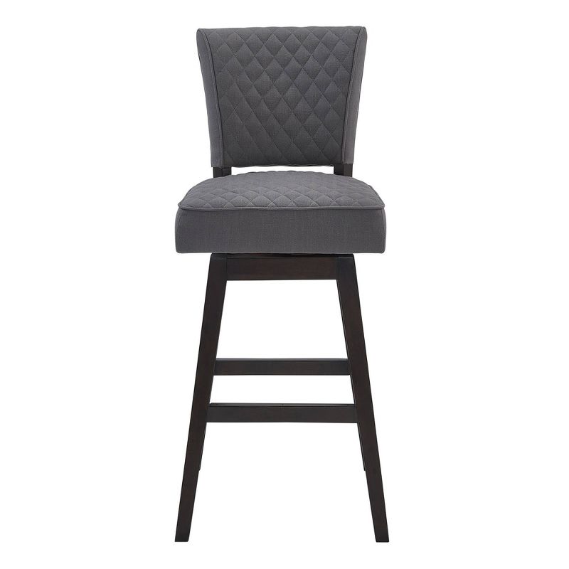 26&#34; Gia Tufted Faux Leather Wood Swivel Counter Height Barstool Gray - Armen Living, 3 of 12