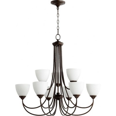 Quorum Lighting Brooks 9-Light Chandelier, 32 Width, 32 Height, Oiled Bronze