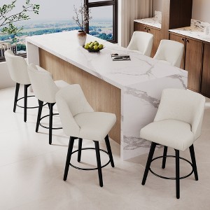 Dyonery 26" Swivel Counter Height Bar Stools with Backrests, Upholstered Seats & Wood Legs for Kitchen Island - 1 of 4