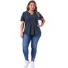 Agnes Orinda Women's Plus Size Pleated Front V Neck Short Sleeve Retro Floral Blouses - 3 of 4