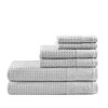6Pcs 100% Cotton Solid Color Bath Towel Set, Anti-Microbial Certified Waffle Jacquard Quick Dry Bath Towel - 2 of 4