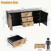 GustoWave 55.1" 3 Drawer Cabinet with Adjustable Shelves and Doors with Storage, Black + Walnut Grain - 2 of 4
