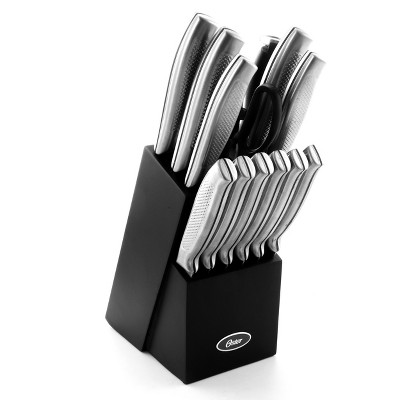 Oster Edgefield 14-Piece Stainless Steel Knife Set with Black Block