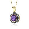 Guili 14k Gold Plated Round Purple Cubic Zirconia Pendant Necklace - 2 of 2
