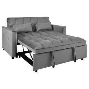 Racxily 3-in-1 Pull Out Couch Bed with Reclining Backrest and Pillows, Sofabed Chair Full Convertible Sleeper Loveseat for Living Room, Home or Office - 1 of 4