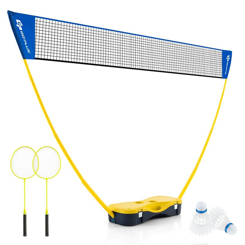 Costway Portable Badminton Set with 2 Shuttlecocks Badminton Rackets Outdoor Sport Game Set, 1 of 10