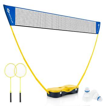 Costway Portable Badminton Set with 2 Shuttlecocks Badminton Rackets Outdoor Sport Game Set