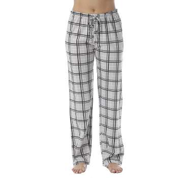 #followme Buffalo Plaid Flannel Pajama Pants for Women with Pockets (White  - Buffalo Plaid, Large)
