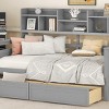 Daybed with Storage Drawers and Bedside Shelves, Solid Wood Sofa Bed for Bedroom or Living Room-Baofuwish - 3 of 4