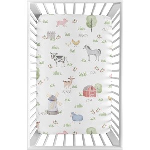 Sweet Jojo Designs Boy or Girl Gender Neutral Unisex Baby Fitted Mini Crib Sheet Farm Animals - 1 of 4