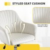 White Accent chair Modern home office leisure chair with adjustable velvet height and adjustable casters - 4 of 4
